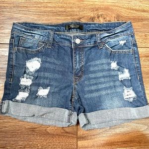 Klique B Distressed Cuffed Denim Jean Shorts